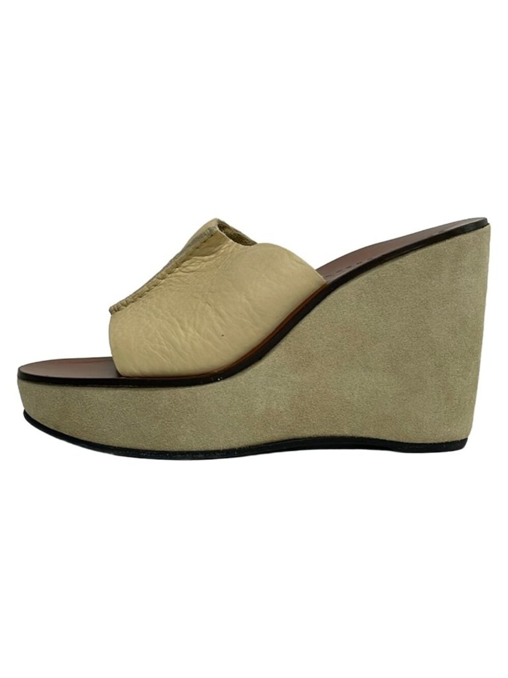 Miu Miu Mules Beige Wedge Sole Leather